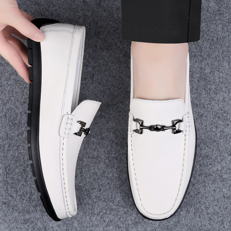 Mens Cowhide Soft-soled Casual Loafers