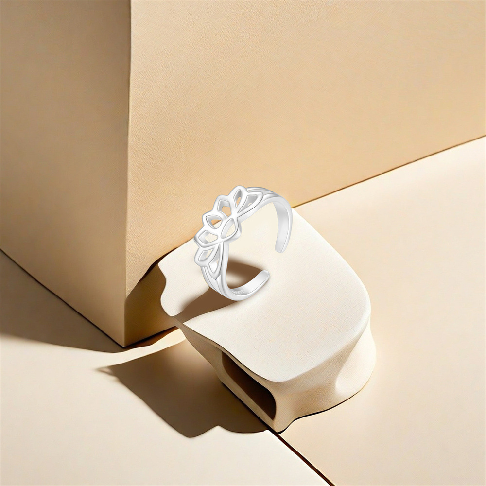 Minimalist Silver Silver Oxide Vintage S925 Pure Silver Lotus Outdoor Beach Toe Ring