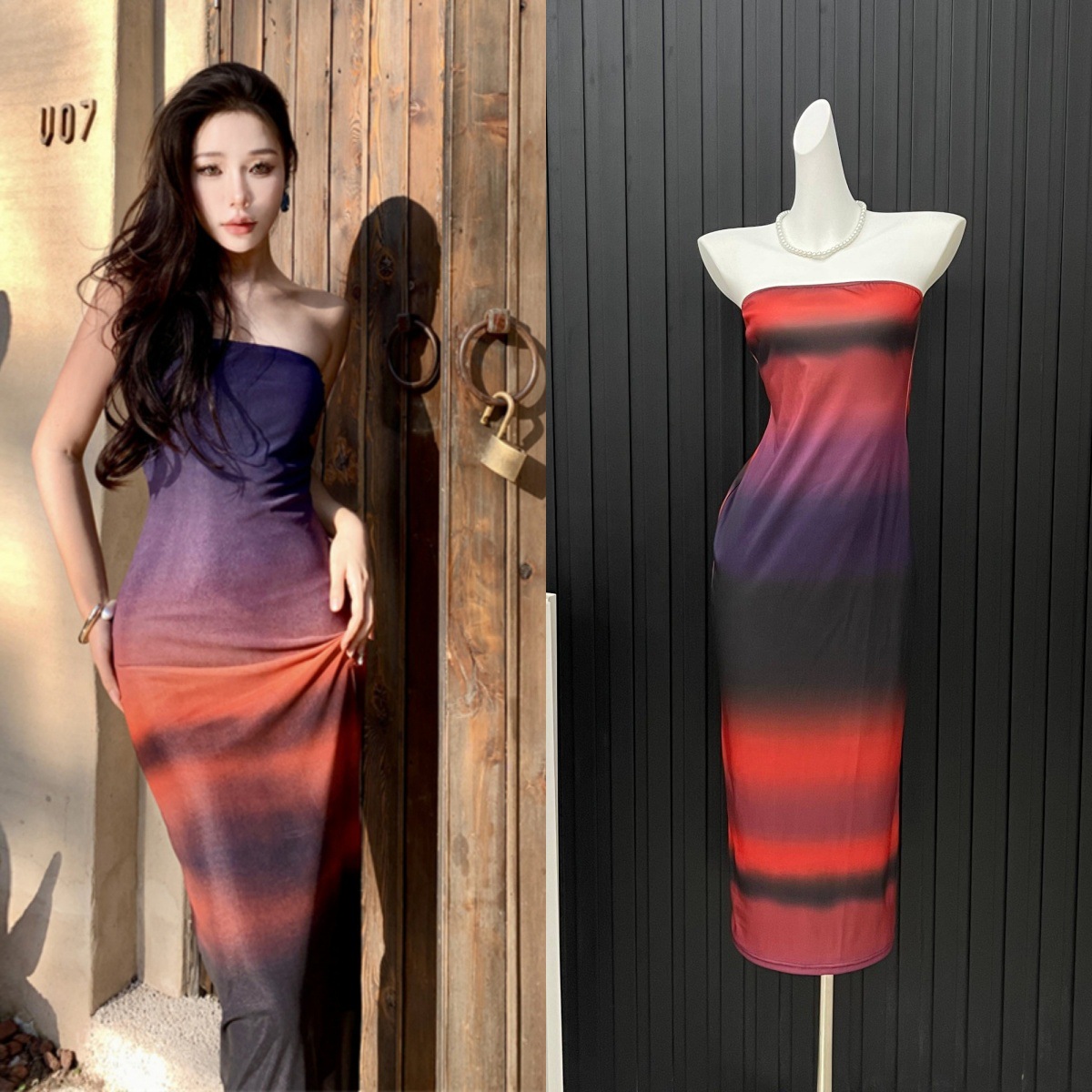 Gradient split Dress Beach Vacation Beach Skirt 5806Color Xl - Shop at LoveMi