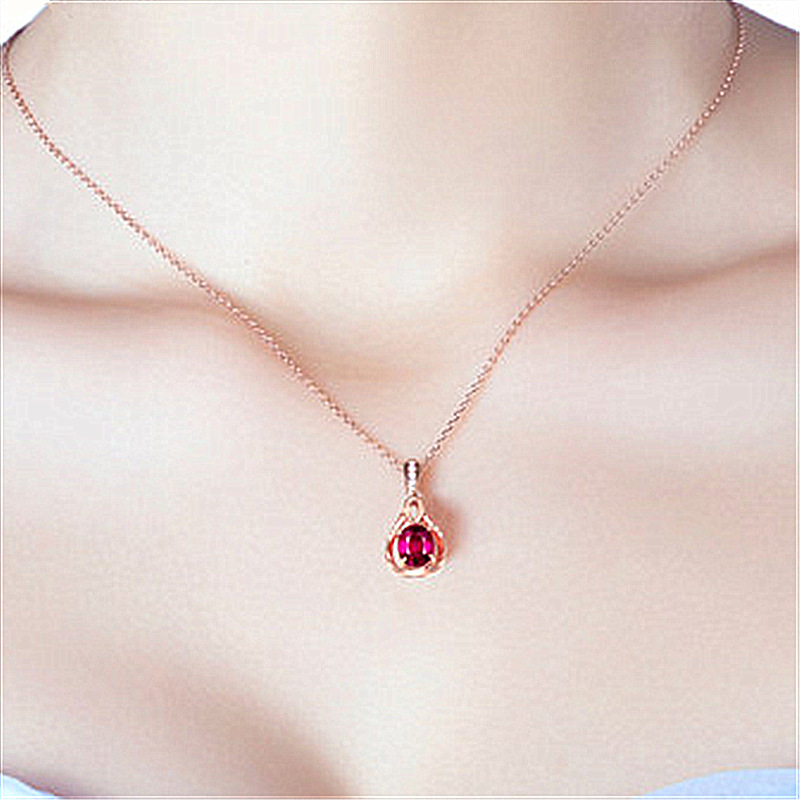 Rose Gold Ruby Tourmaline Goddess Jacinth Pendant
