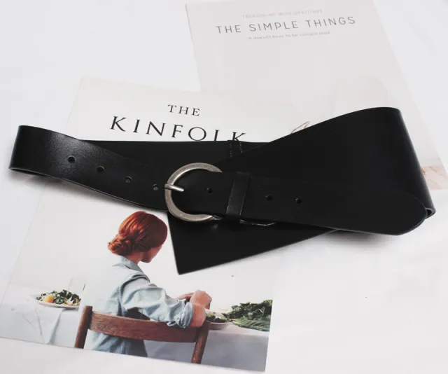 Women's Genuine Leather Wide Belt With Skirt Black - Shop at LoveMi