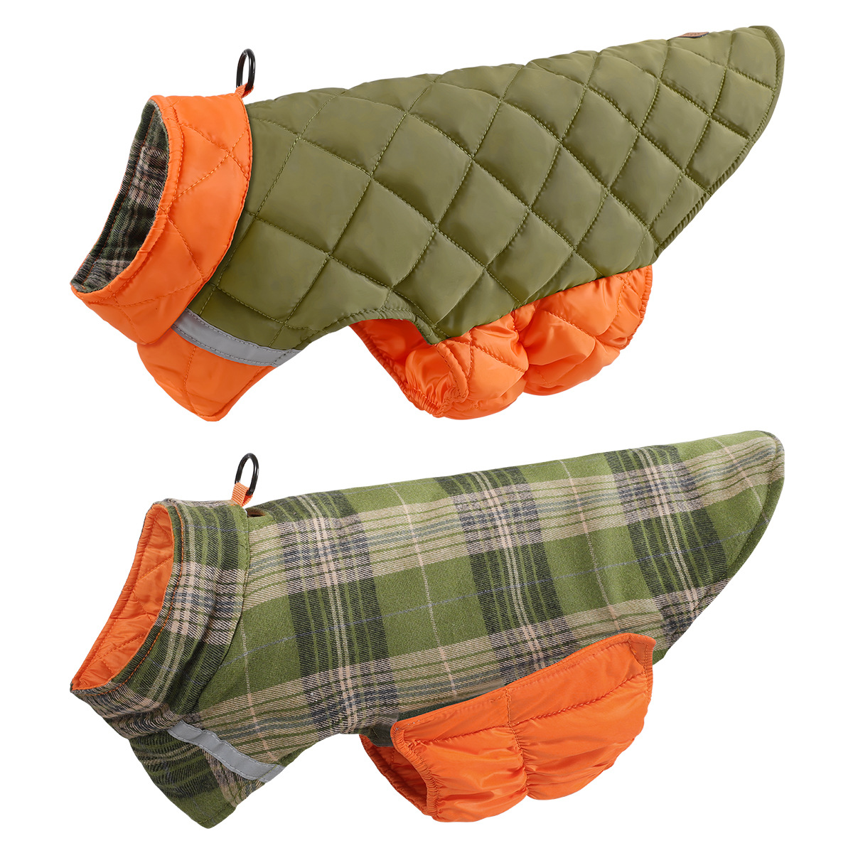 Dog Clothes For FallWinter Double-Sided Pet Apparel Reflective Plaid Dog Vest Pet Dog Clothing