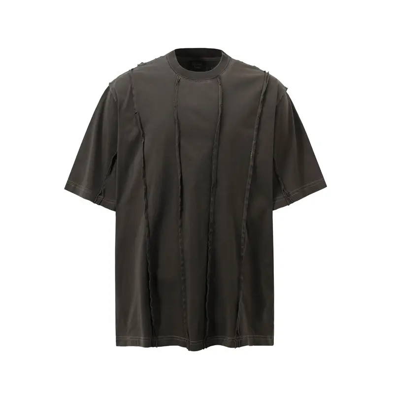 High Street American Retro Folding Patchwork Short-sleeved T-shirt Men