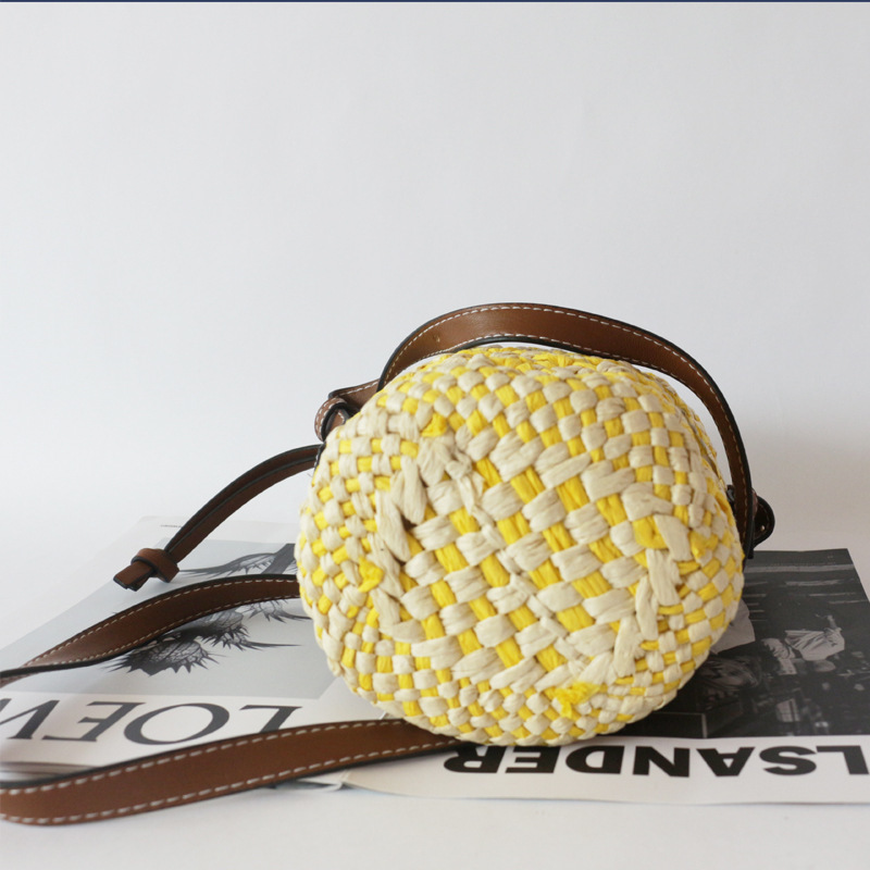 Title 1, New French Womens Rhombus Bucket Straw Woven S...