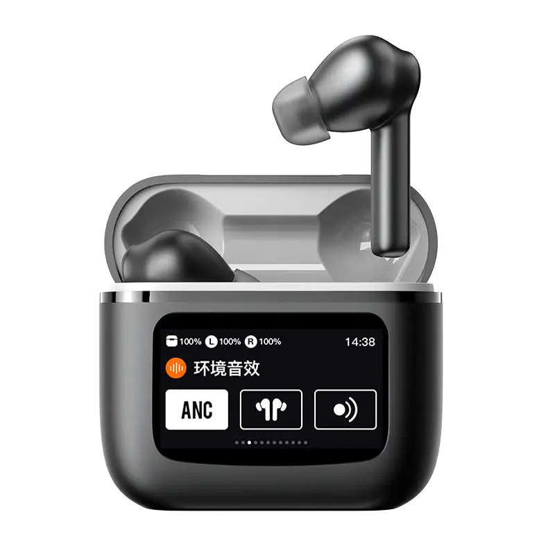 Touch Screen Wireless Noise Reduction In-ear Sports Game Bluetooth Headset — Black T68