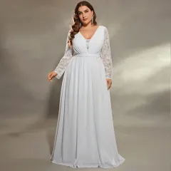 Formal Dress Plus Size Long Sexy Loose Waist Dress For Prom Party Wedding - White - View 1
