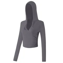 Pilates Workout Long-sleeve T-shirt Training Fitness Apparel - Gray - View 1