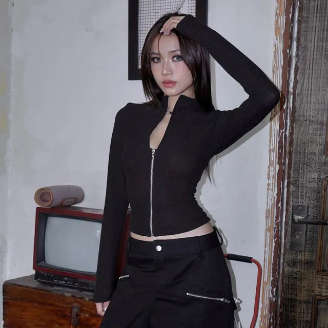 Women's Autumn Backless Lace Up Long sleeved Top Black - Shop at LoveMi