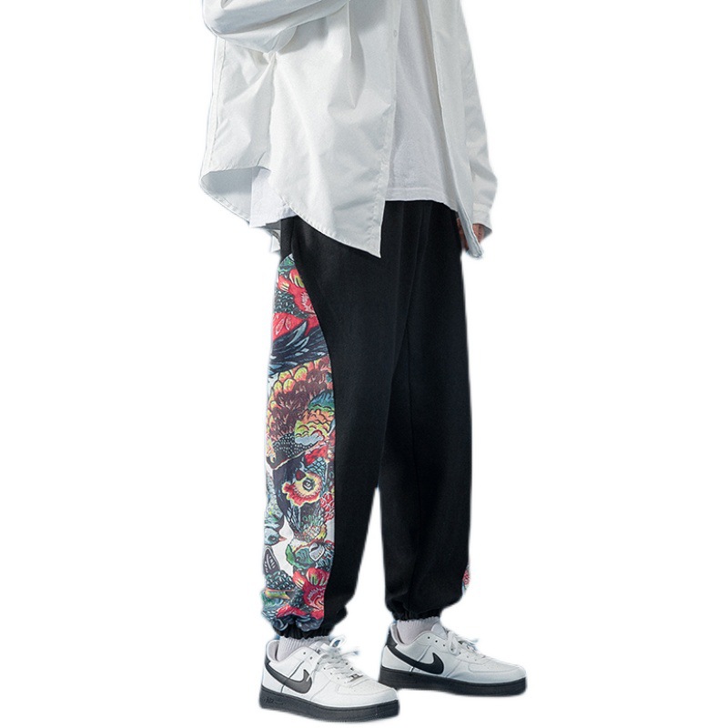 New Men's Casual Retro Side Printing Ankle Banded Pants