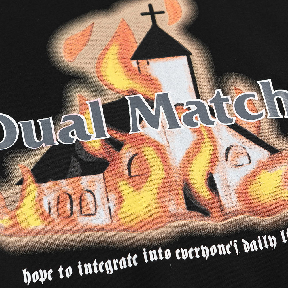 Men's Winter Thick Loose Flame Print Pullover