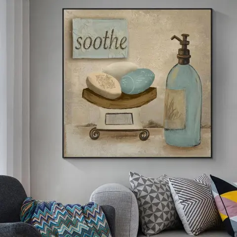 Modern Retro Bathroom Canvas Painting Mural Poster Wall