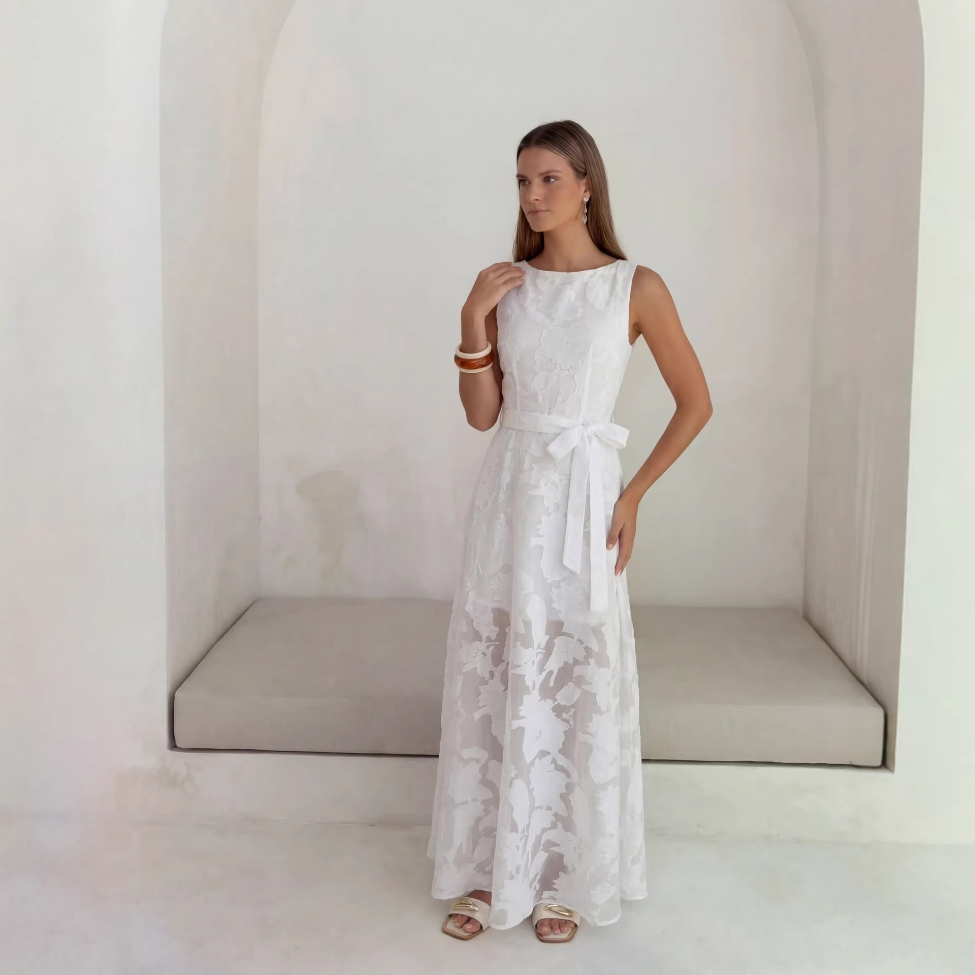 New Womens Chiffon Burnout Dress