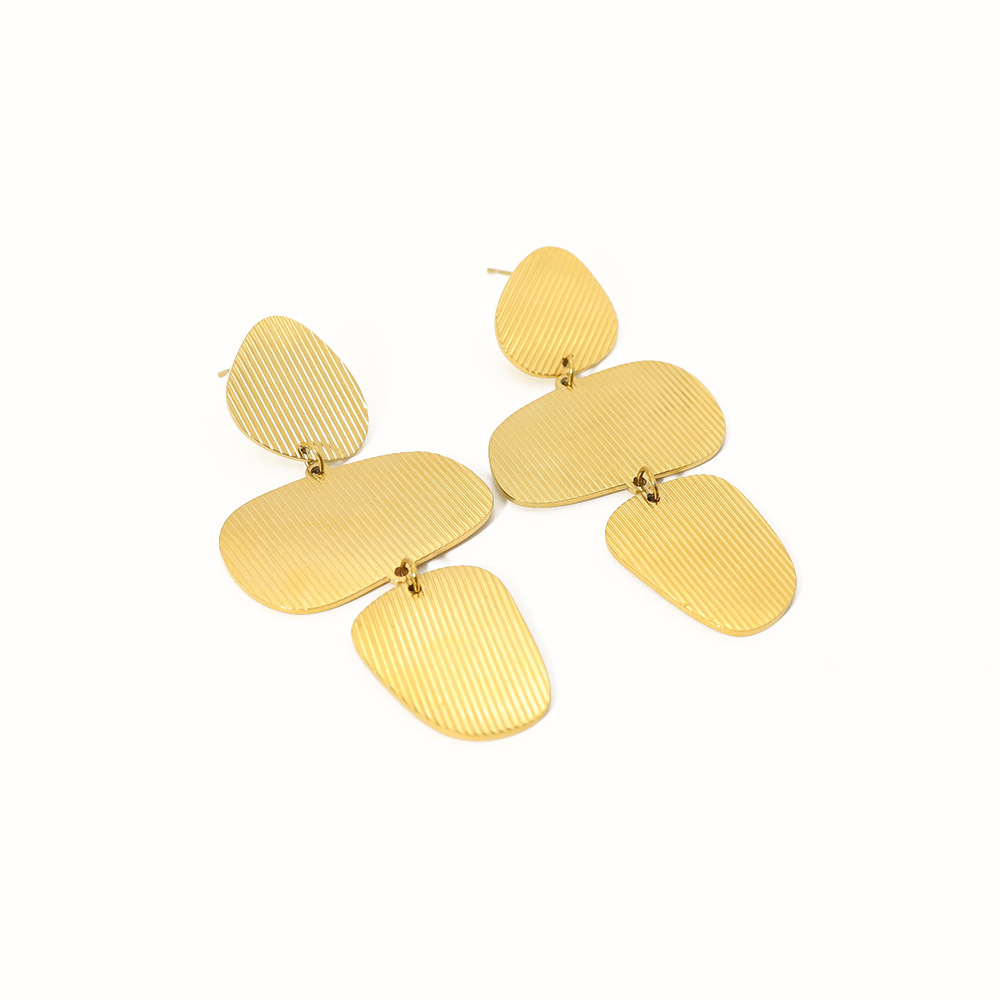 Women's Fashion Geometry Pattern Stitching Brushed Titanium Steel Earrings