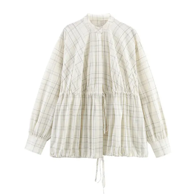 European And American Style Plaid Pilot Style Shirt Coat White - Shop at LoveMi
