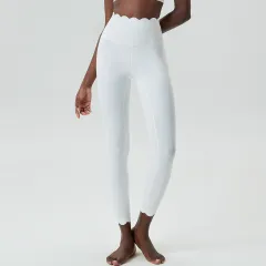 Small Wave Yoga Pants Plus Size Lycra Milk Leather Tight Trousers For Women - White - View 1
