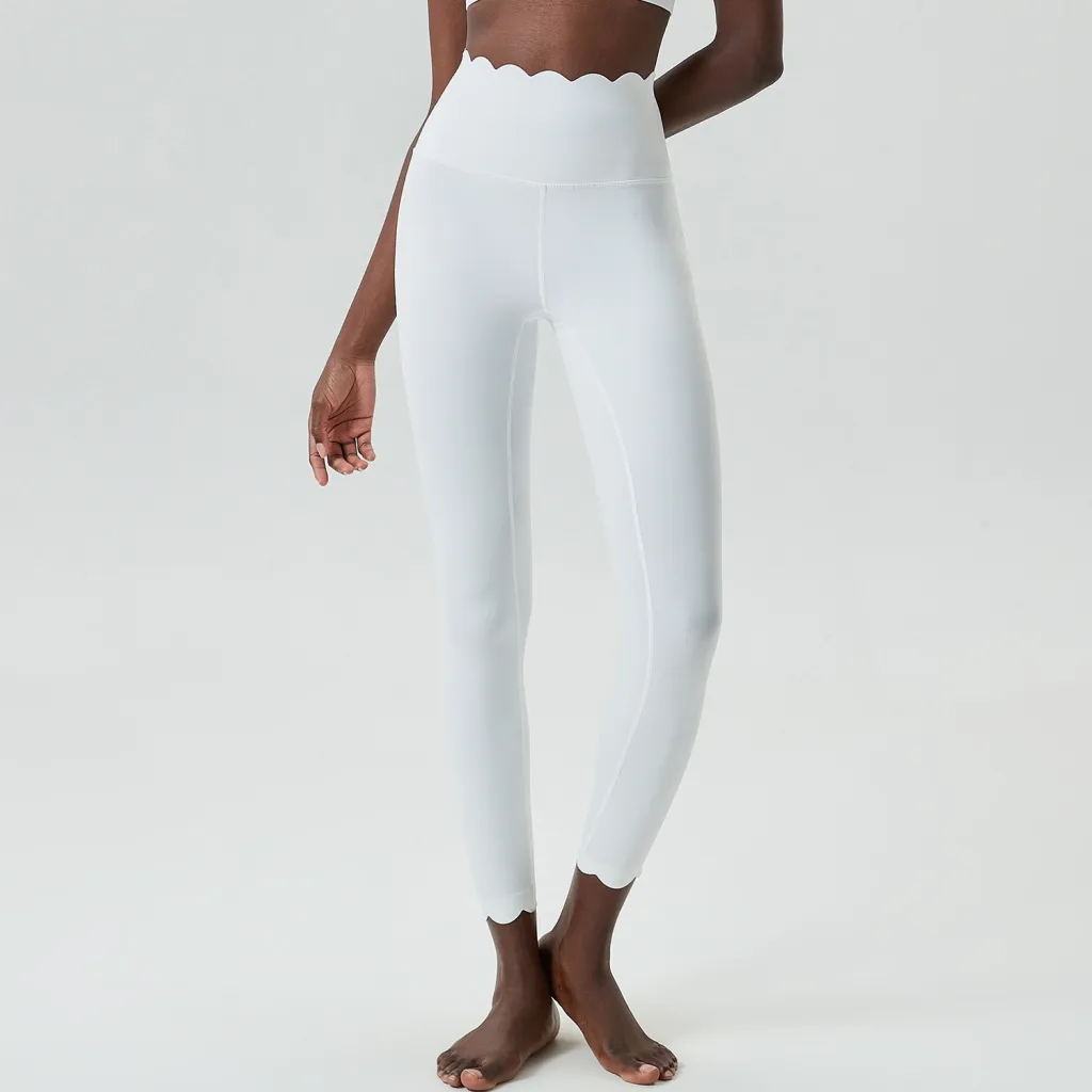 Small Wave Yoga Pants Plus Size Lycra Milk Leather Tight Trousers For Women - White