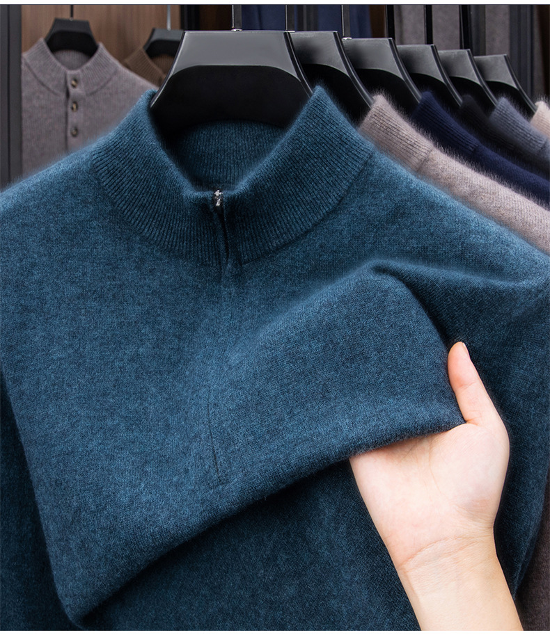 Men's Wool Half-Zip Stand-Collar Jumper image 8