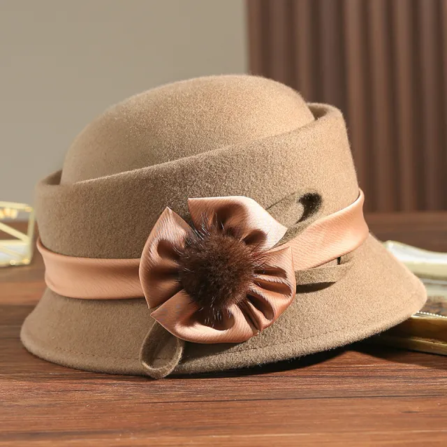 Retro Wool Top Women's Woolen Felt Hat Camel - Shop at LoveMi