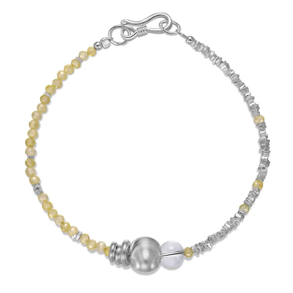Women's Small Pieces Of Silver Brushed Ball Bracelet Design