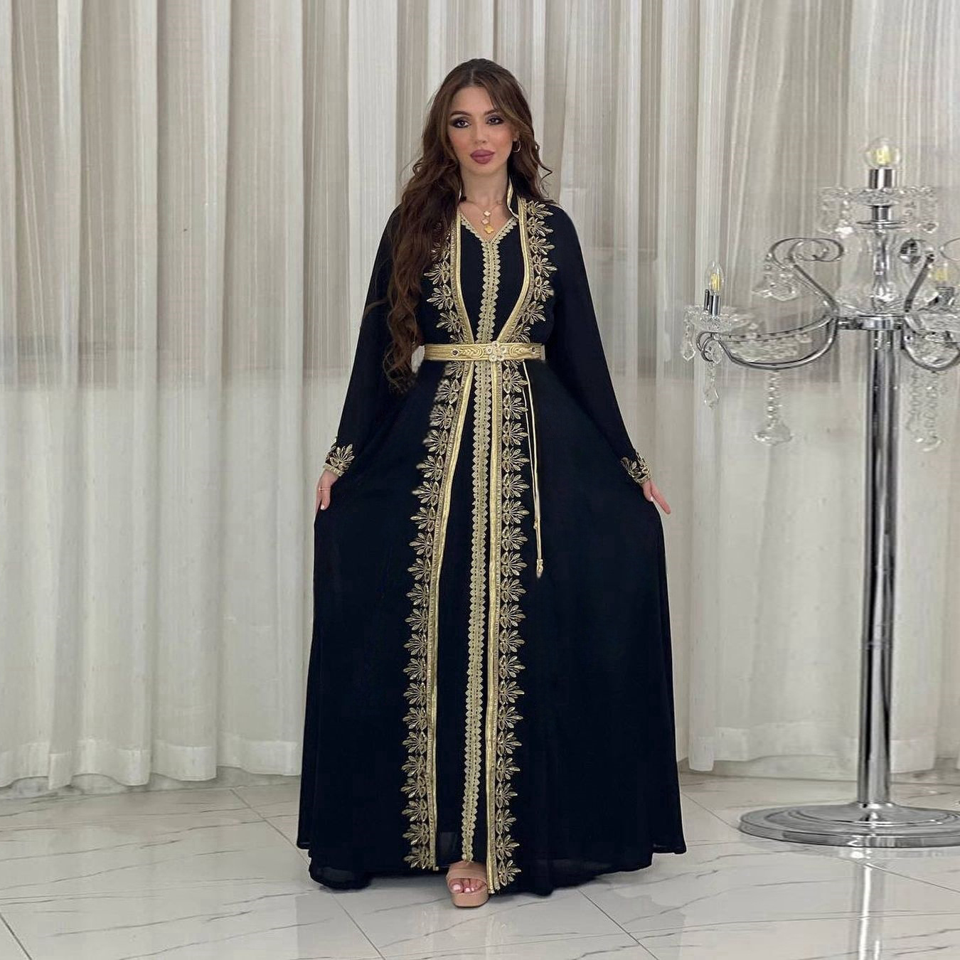 Dress Women's Fashion Ribbon Robe Two-piece Set