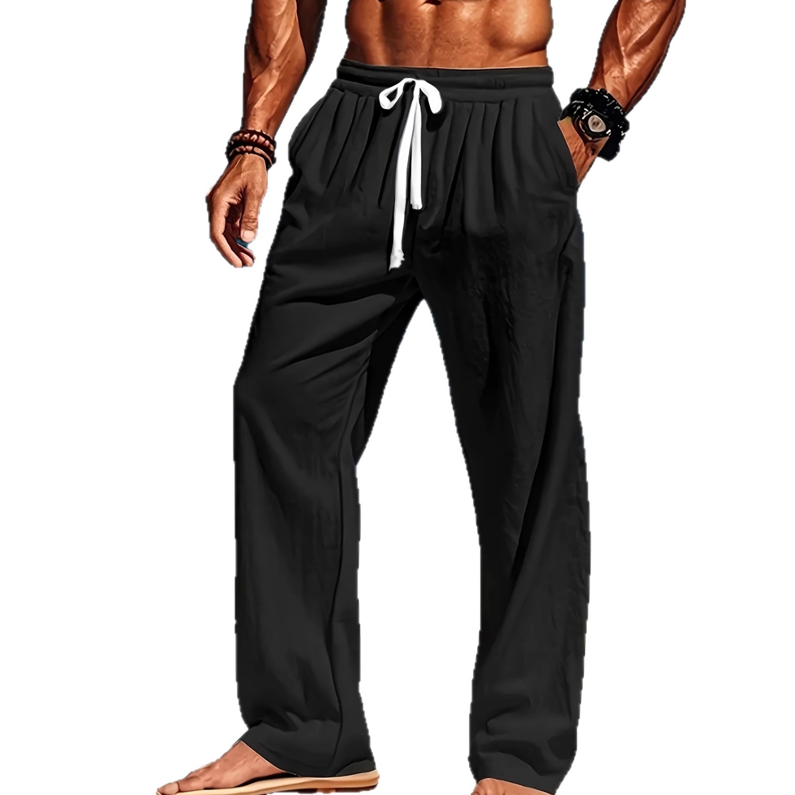 Breathable Cotton-Linen Loose-Fit Casual Sports Trousers