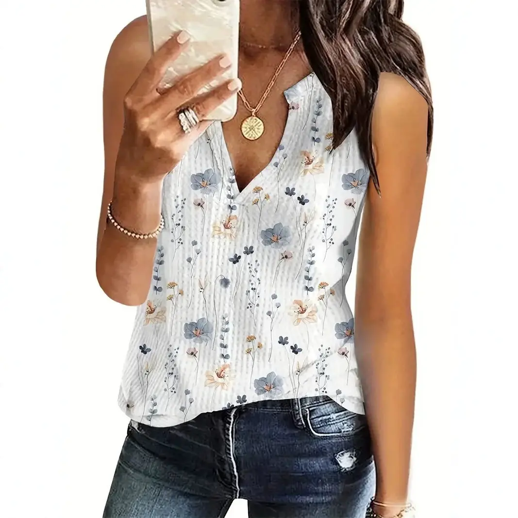 Summer Casual Floral Sleeveless Tank Printed Womens