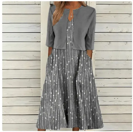 Commuter Floral Print Dress Two piece Set 3 Models - Shop at LoveMi