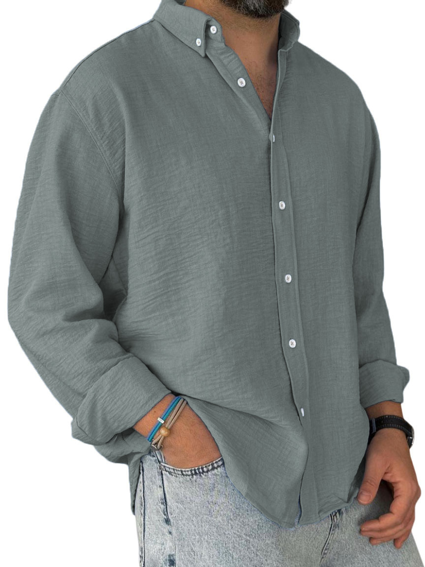 Camisa algodón lavado color gris