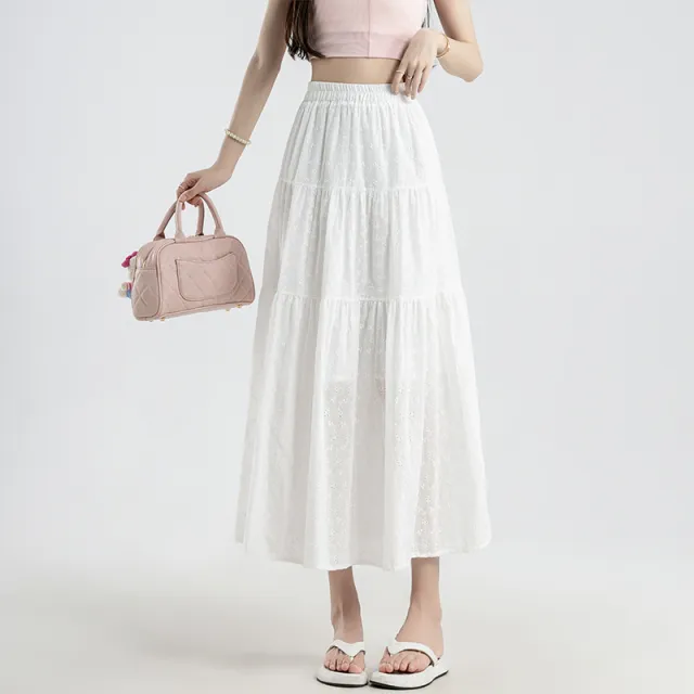 A Line Mid length Umbrella Skirt White - Shop at LoveMi