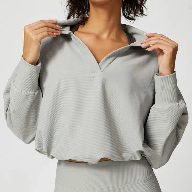 Women's Three dimensional Thick Spiral Lapel Long sleeved Sweater Circulating Gray - Shop at LoveMi