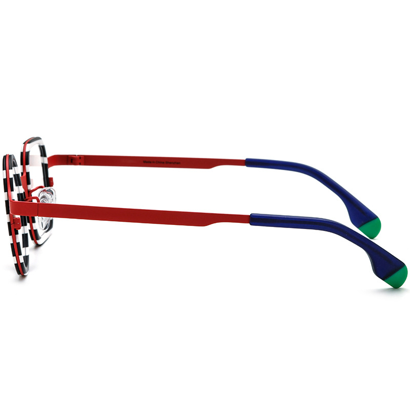 Fashion Mixed Material Titanium Eyeglass Frames, One Square And One Round, Unisex - Image 4