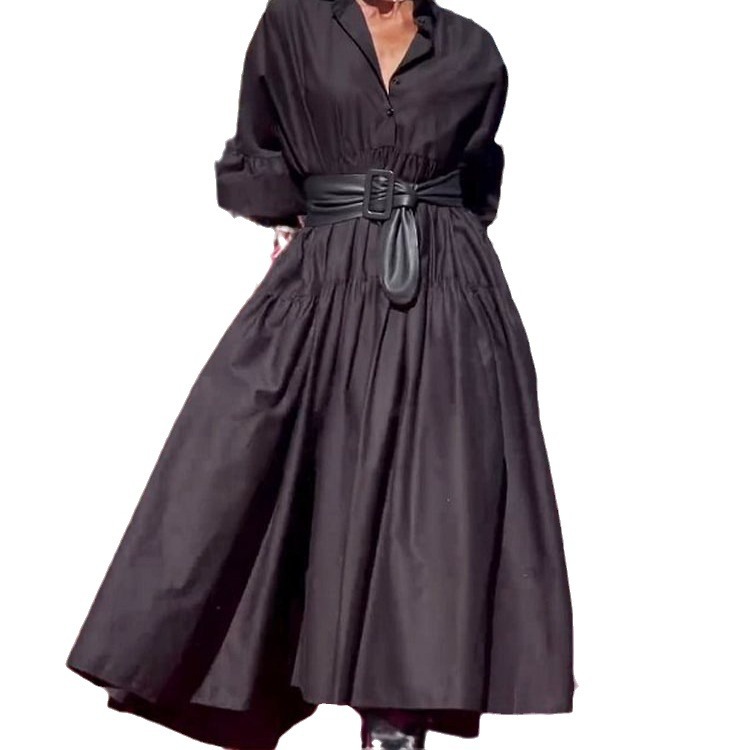 Pleated Puff Sleeve Swing Dress, picture 5 of 6