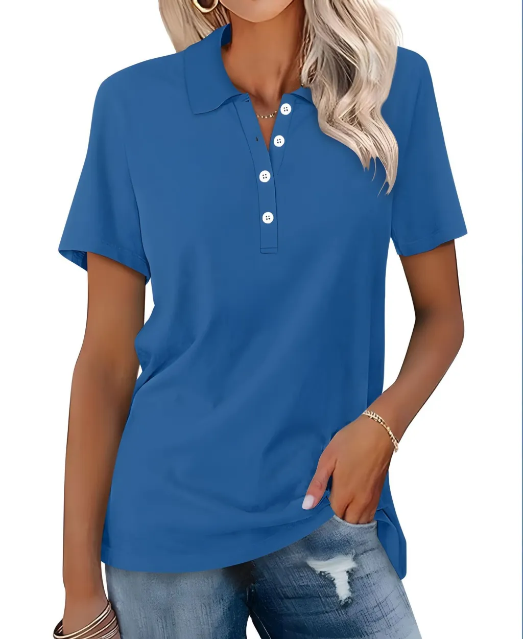 Women's Short-sleeved Slim-fit Casual Fashion Top - Color 101-M