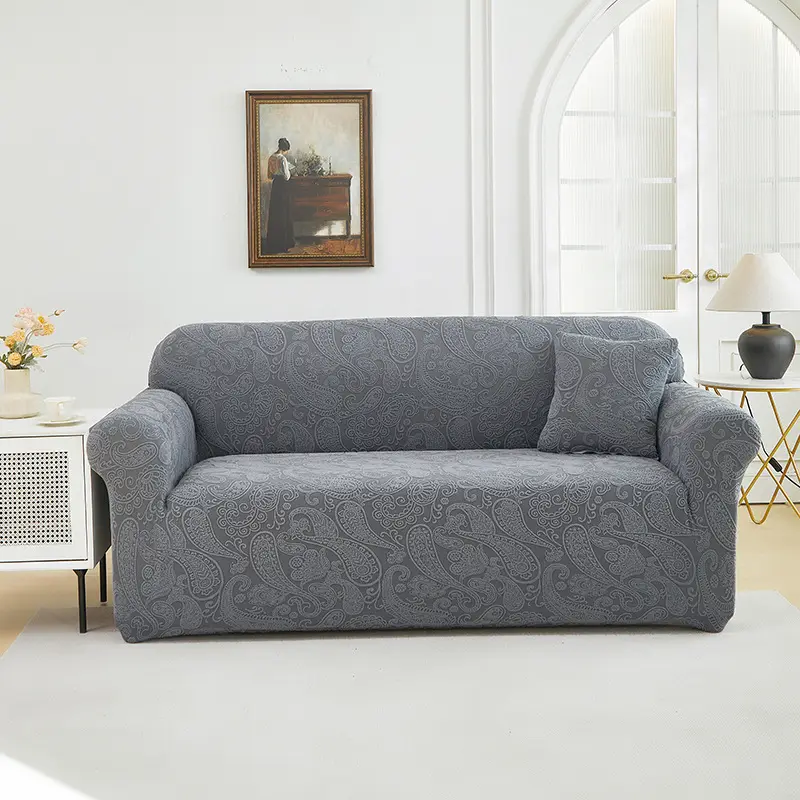 Solid-color Fully Enveloping 3D Jacquard Sofa Cover