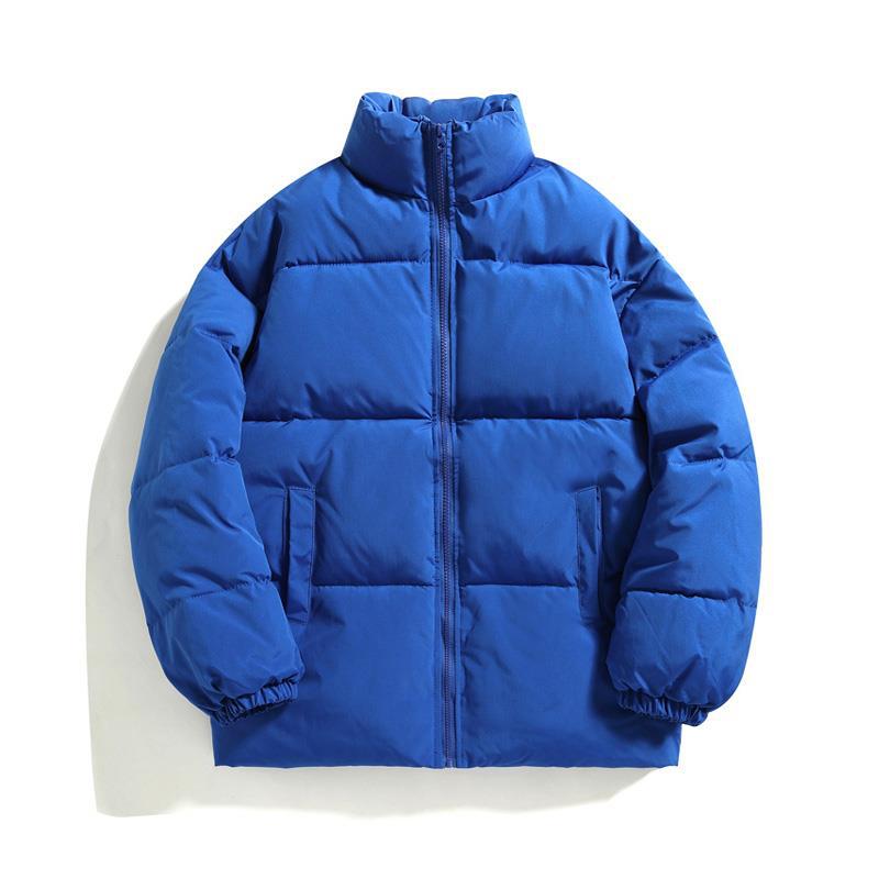 Solid Color Men's Hong Kong Style Thickened Standing Collar Cotton Jacket