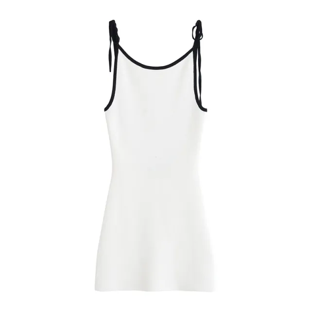 Contrast Color Backless Bow Decorative Mini Sling Dress - Shop at LoveMi