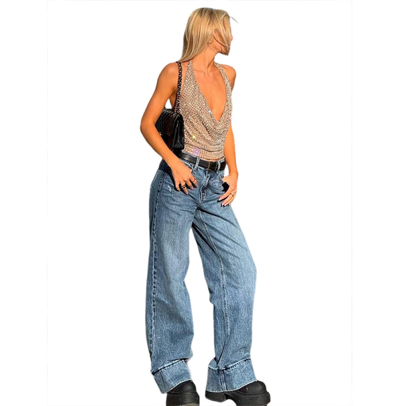 Lace-up Vest Deep V-neck Slim-fit Halter Top