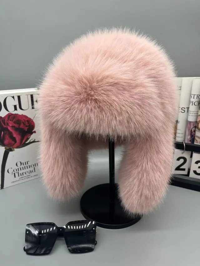 New Autumn And Winter Plush Imitation Fox Fur Hat Pink - Shop at LoveMi