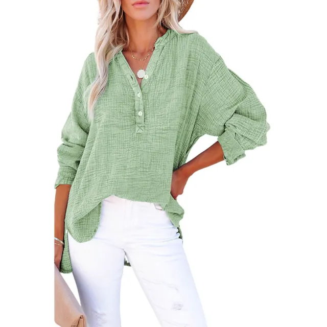 Loose Casual Style Cotton Pullover Green - Shop at LoveMi