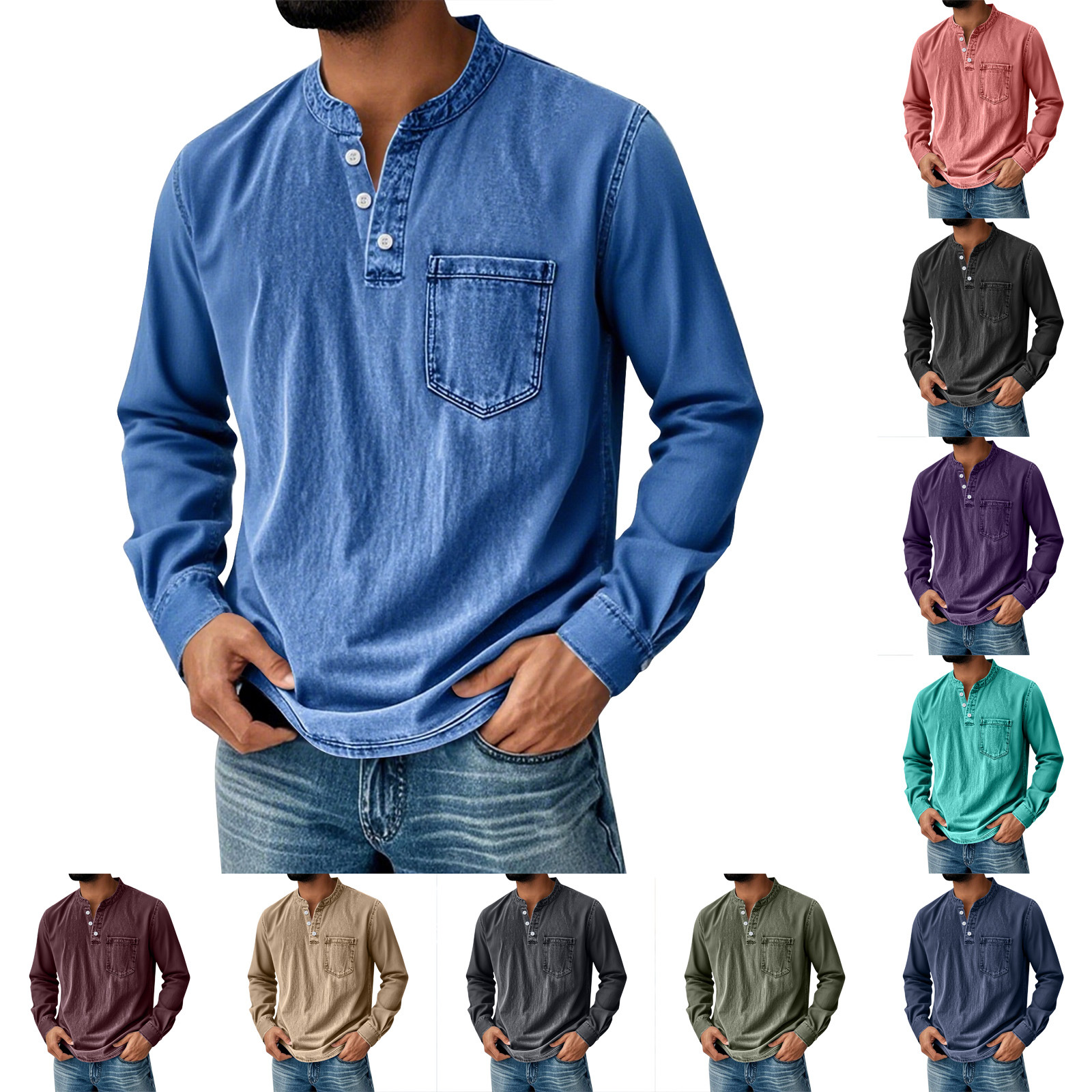 Mens Casual Trendy Front-button Top