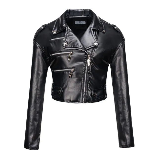 Women's Leather Top Slim Fit Short Cotton High Waist Black - Shop at LoveMi