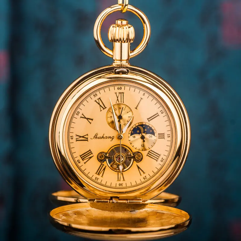 Pure Copper Double-Opening Flip-Top Mechanical Pocket Watch