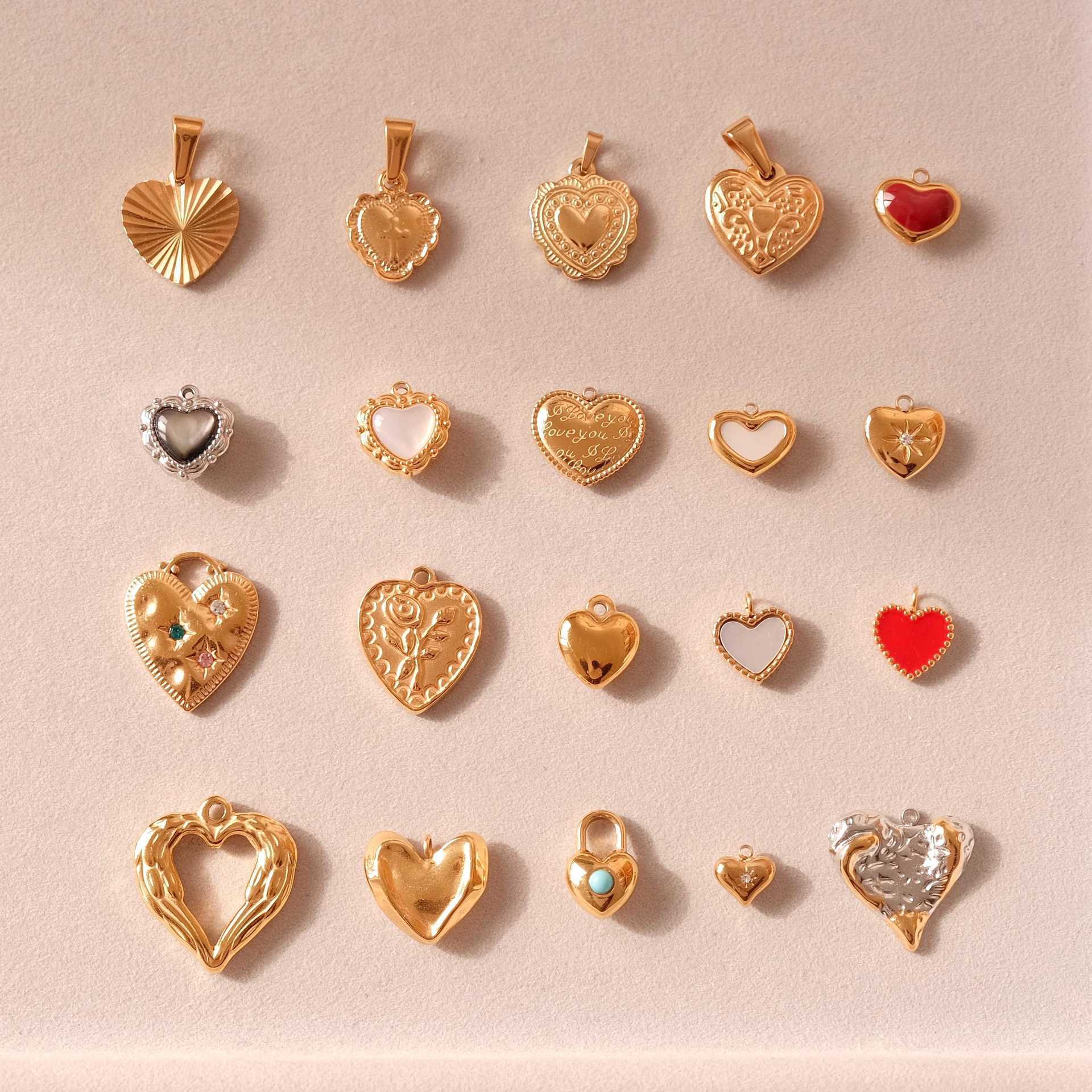 Colorful Candy Pendant Necklace In Stainless Steel With Geometric Charms