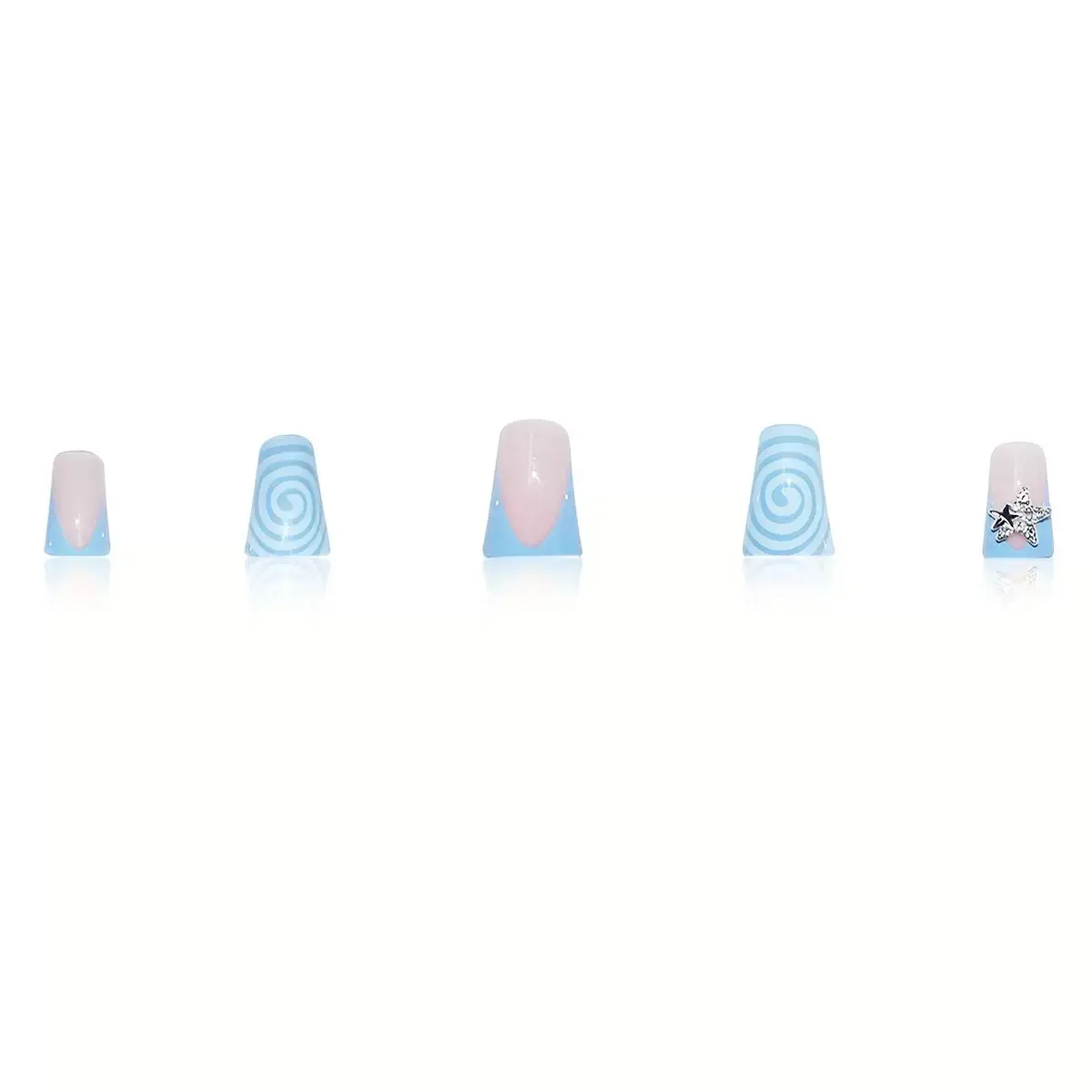 Water-drop Rhinestone-textured Short False Nails