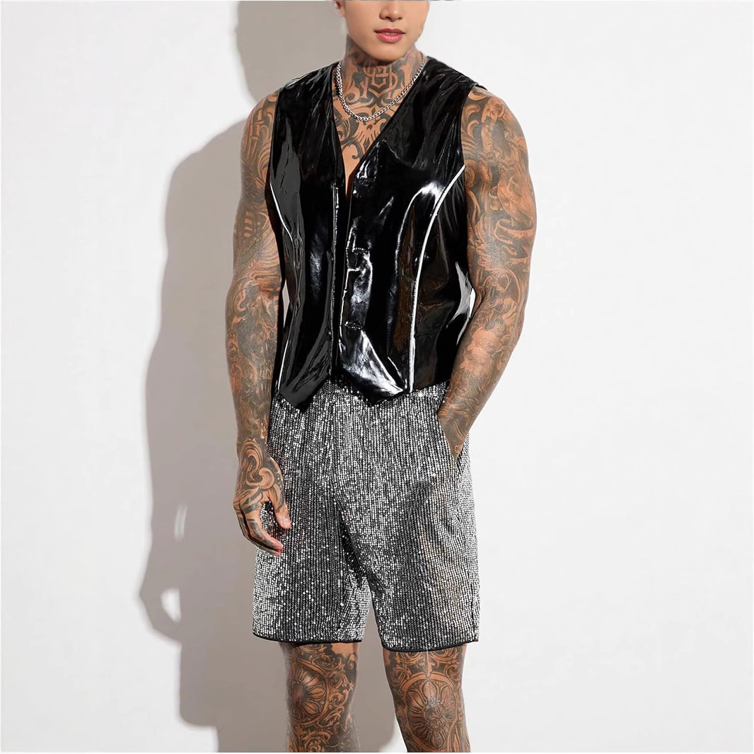 Men's Shiny Sequins Straight Shorts