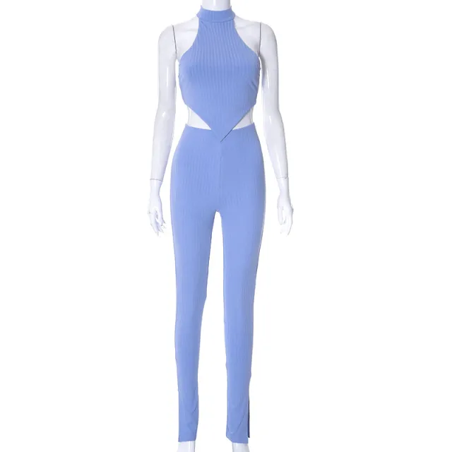 Solid Color Casual Trousers Suit For Women Blue - Shop at LoveMi
