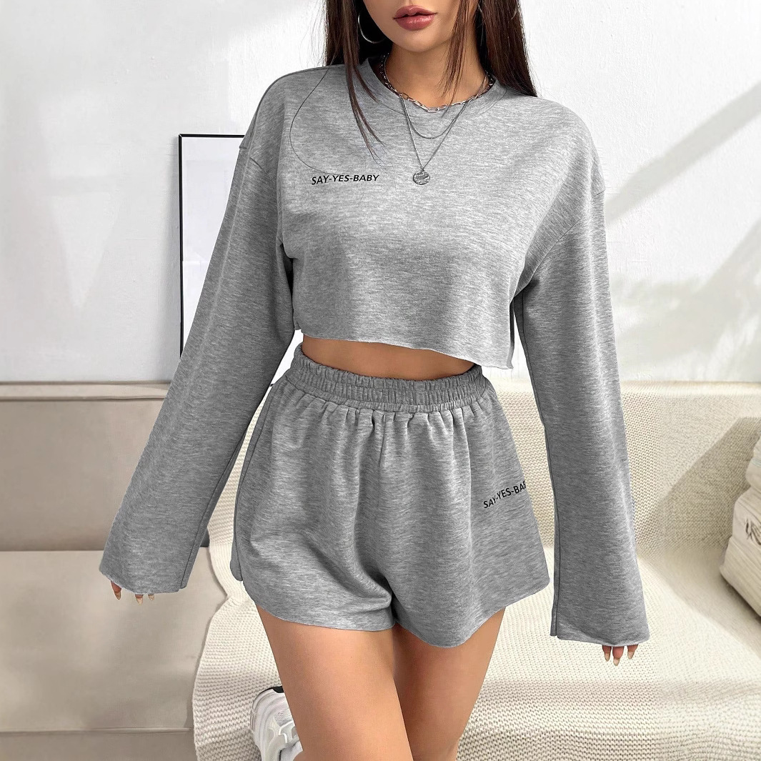 Women's Long-sleeved T-shirt Short Suit