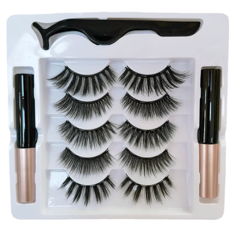 3D Five Pairs Assortment Pack Magnet Eyelash Set Two Magnetic Liquid Eyeliner Glue-free Magnetic False Eyelashes