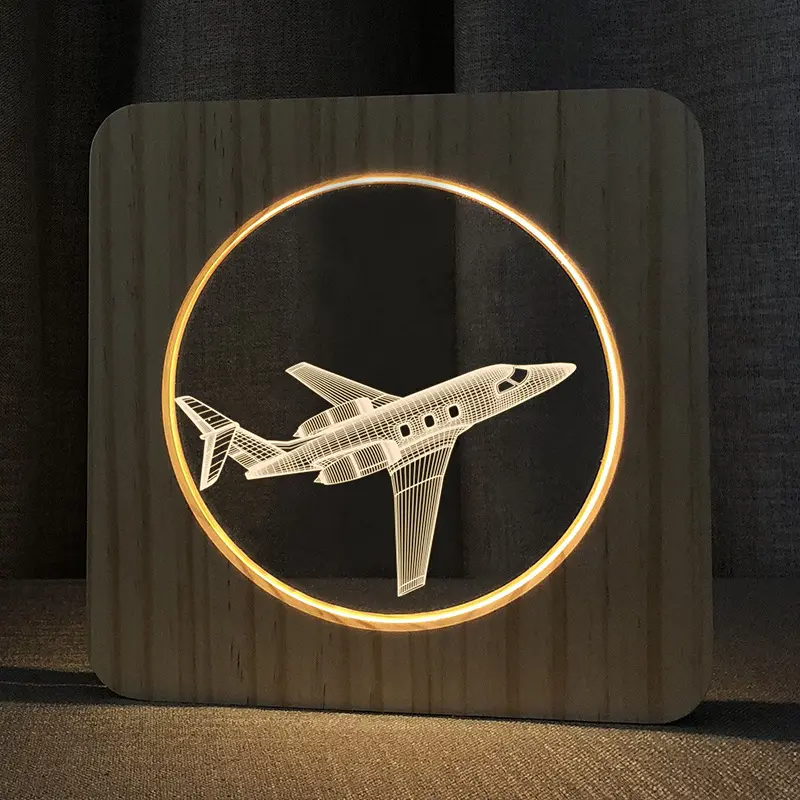 3D Solid Wood Hollow Frame Wooden Night
