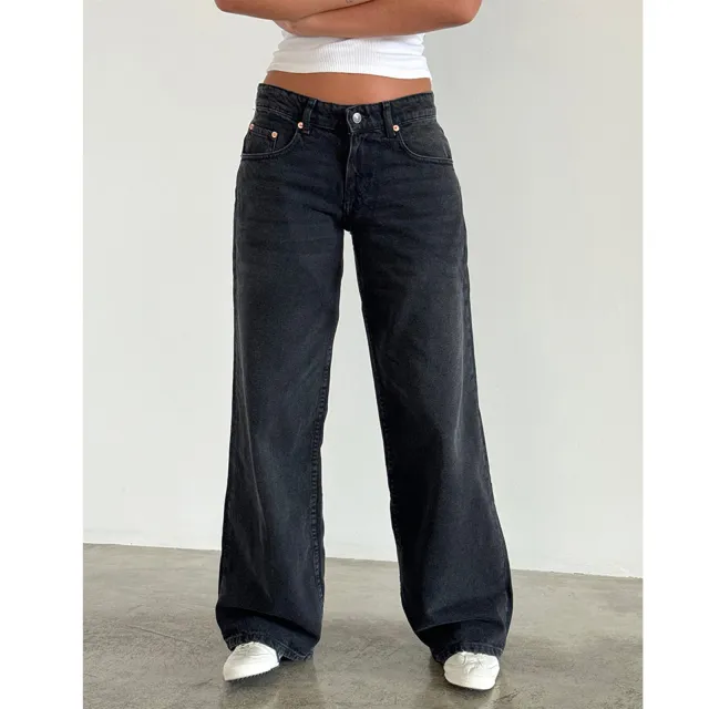 Women's American style Vintage Straight leg Jeans Black - Shop at LoveMi